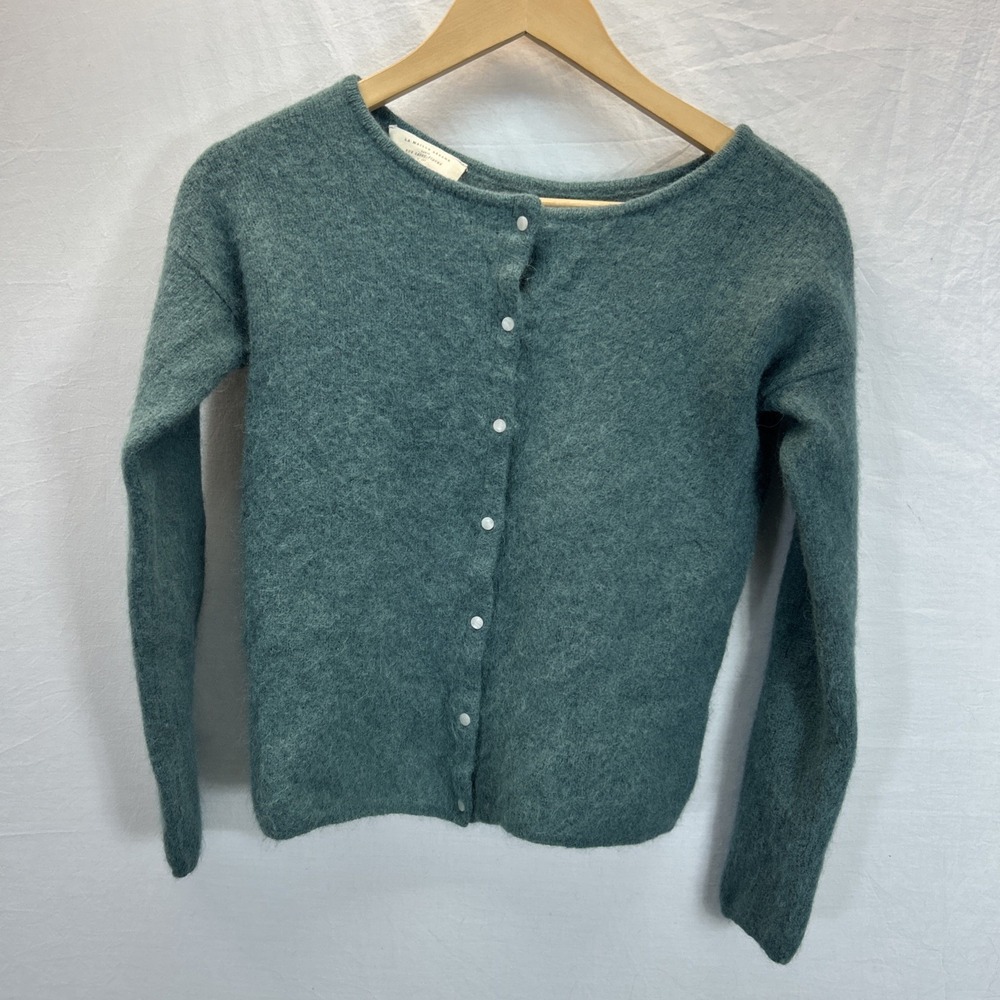 Sezane La Maille Paris Mohair Wool Green Cardigan Sweater Knit Size Women's XS